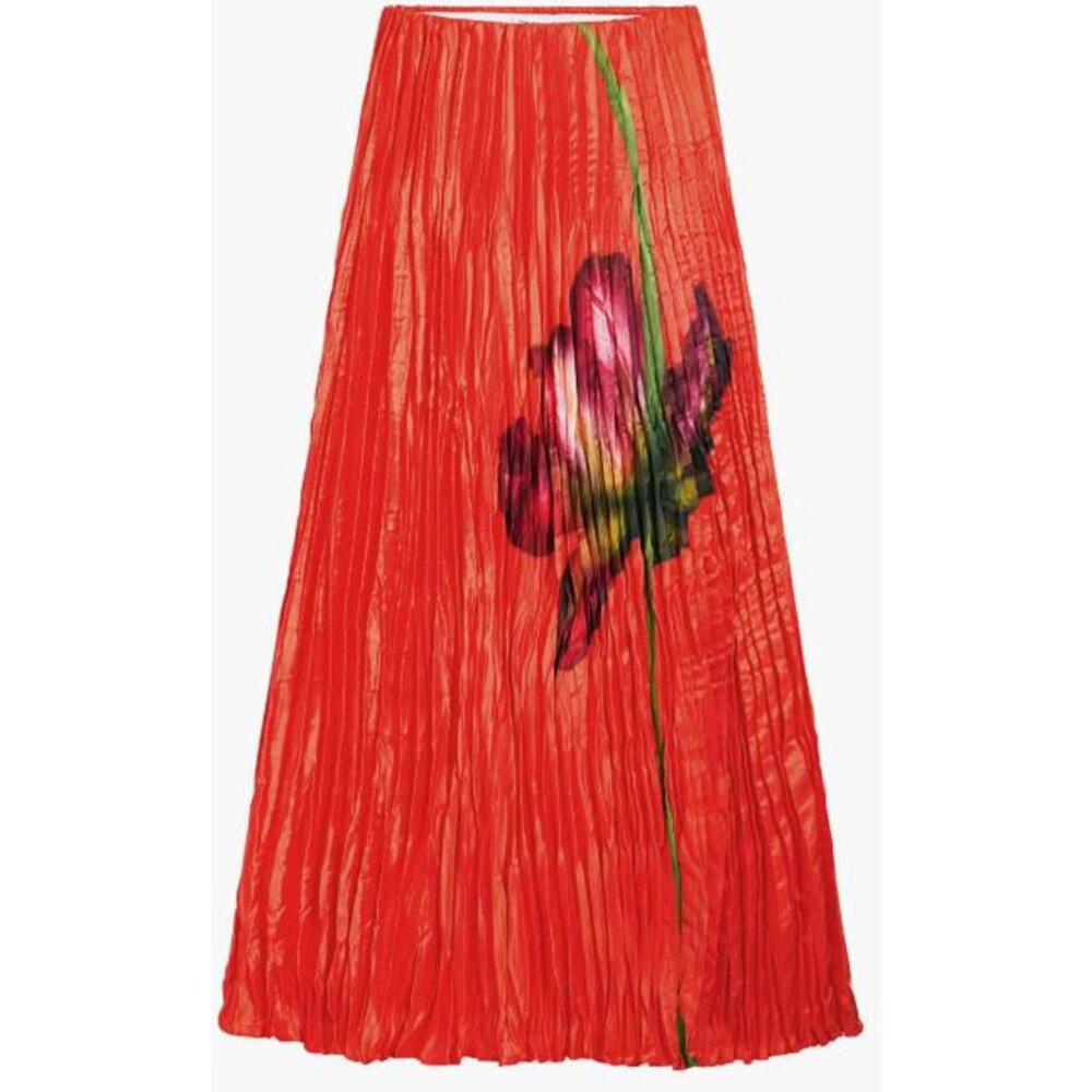 Desigual Floral Pleated Satin Maxi Skirt - Medium